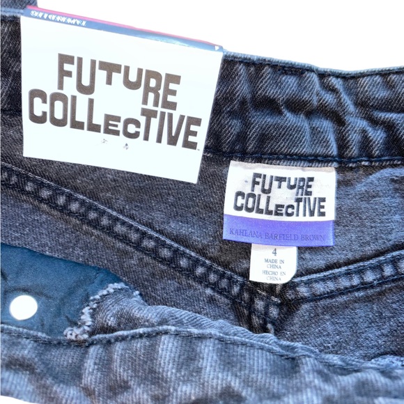 NWT Future Collective Asymmetrical Tapered Leg Jean in Faded Black - Picture 12 of 12